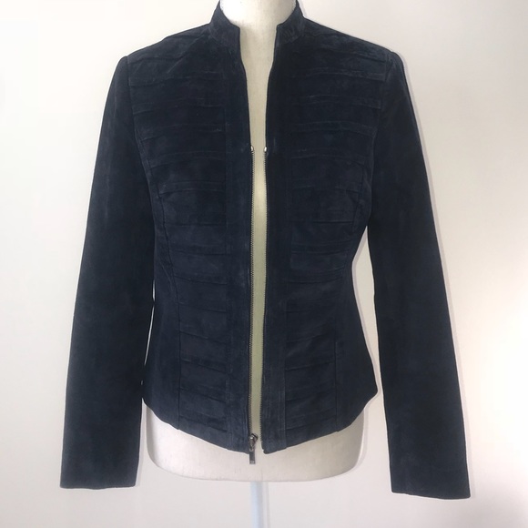 Jones New York Jackets & Blazers - Jones New York Navy 100% Leather Jacket Size 4P